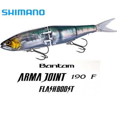 Isca de pesca articulada com padrões de peixe e texto de marca e modelo