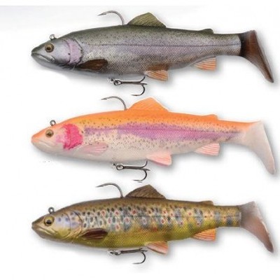 Iscos artificiais em forma de peixes com anzóis, várias cores e padrões