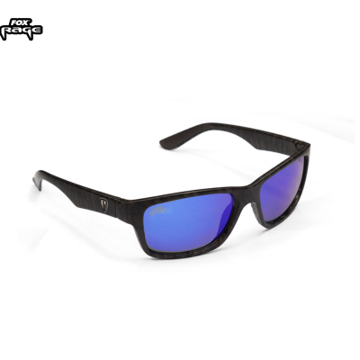 Óculos de sol Fox Rage com lentes azuis espelhadas e armação preta texturizada