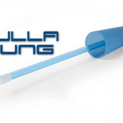 Dispositivo azul com texto 'PULLA BUNG'