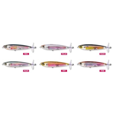 Seis iscas de pesca artificiais coloridas com hélices traseiras