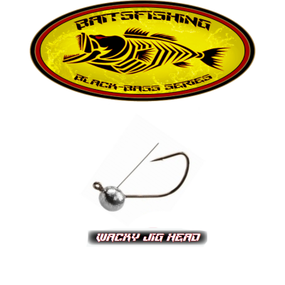 Anzol de pesca Wacky Jig Head e logótipo BatsFishing.