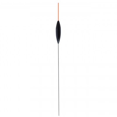 Flutuador de pesca com corpo oval preto e parte superior laranja