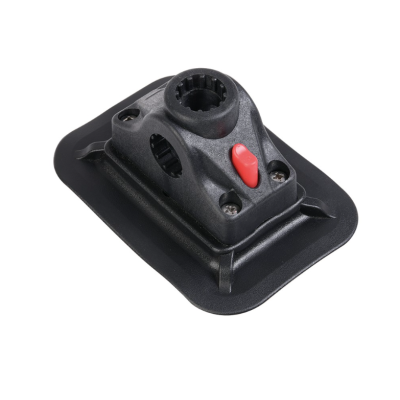 Base de fixação plástica preta com botão vermelho