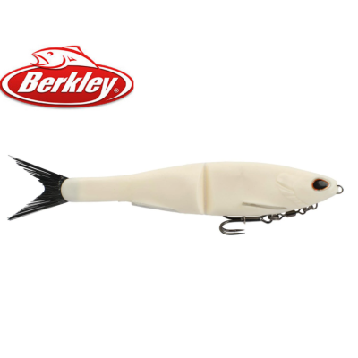 Isca de pesca artificial articulada branca com cauda preta e anzóis