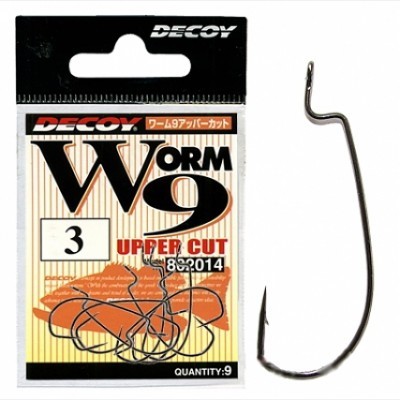 Pacote de anzóis pretos para pesca DECOY WORM W9 tamanho 3