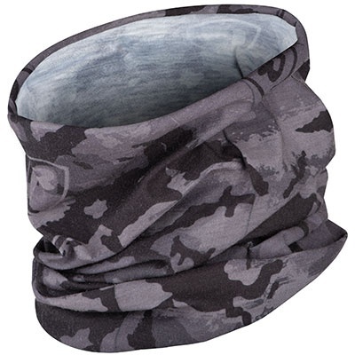 Cachecol tubular camuflado cinza e preto com interior cinza