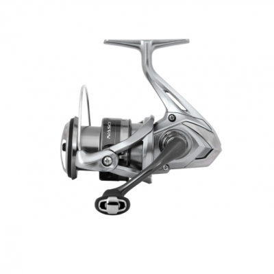 Carreto de pesca prateado com manivela preta