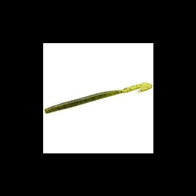 Worm artificial de pesca verde com cauda curva e pontos pretos