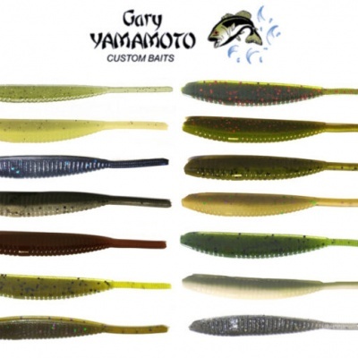 Isacas artificiais flexíveis para pesca em várias cores com texto Gary YAMAMOTO CUSTOM BAITS