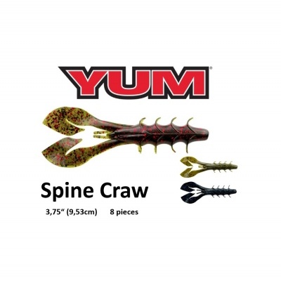 Iscas artificiais Spine Craw da marca YUM em três cores diferentes