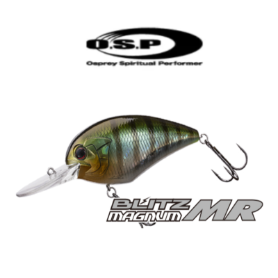 Isca de pesca Blitz Magnum MR verde e castanha com anzol triplo e babadela de plástico