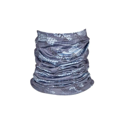 Cachecol tubular cinzento com padrão de folhas