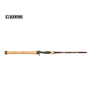 Cana de pesca G-Loomis com pega em cortiça e corpo castanho