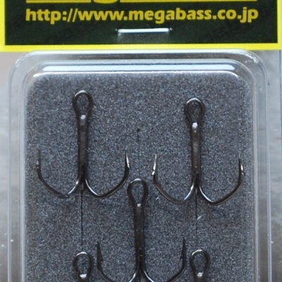 Embalagem de âncoras de pesca Megabass Katsuage Hook com texto EXTRA SHARPNESS e tamanhos #4 e #6.