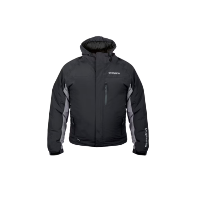 Casaco preto e cinzento com capuz e texto Shimano