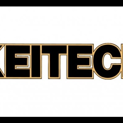 Logótipo KEITECH em preto com contorno dourado sobre fundo branco