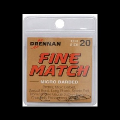 Pacote de anzóis Drennan Fine Match tamanho 20
