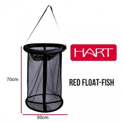 Rede de pesca preta HART RED FLOAT-FISH com alça e dimensões 70x50 cm