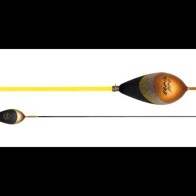 Boia de pesca laranja, preto e dourado com inscrição 'Série Top'