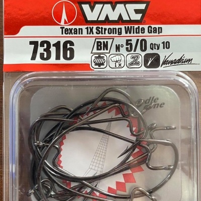 Embalagem de anzóis de pesca VMC Texan 1X Strong Wide Gap n.º 5/0