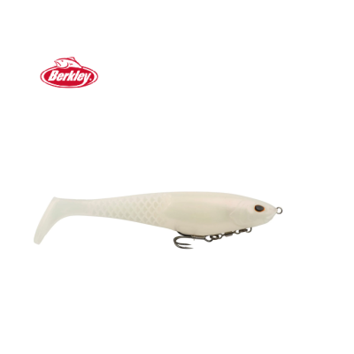 Isca de pesca branca perolada com gancho da marca Berkley