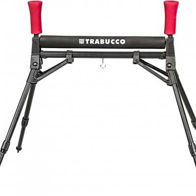 Suporte para pesca com pernas ajustáveis e pegas vermelhas