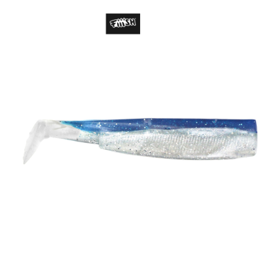 Isca artificial maleável para pesca azul e prateada com cauda ondulante