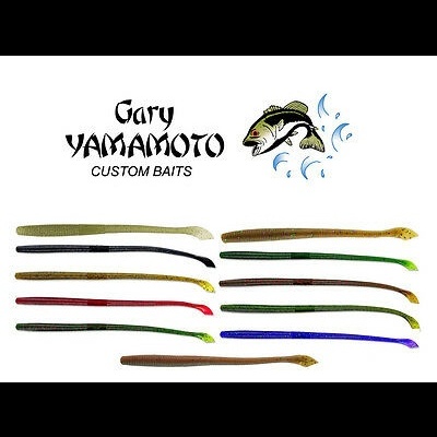 Conjunto de iscas artificiais coloridas da marca Gary Yamamoto