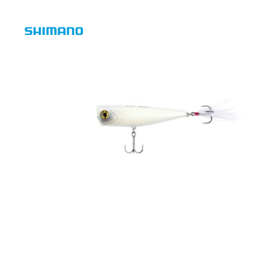 Isca de pesca branca SHIMANO com dois anzóis de arame e penas brancas