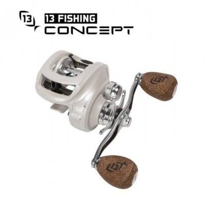 Carretel de pesca 13 Fishing Concept branco com punhos de cortiça