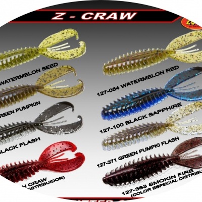 Isco artificial Z-Craw em várias cores e texturas para pesca