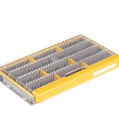 Caixa organizadora Plasdan amarelo e cinzento com divisórias ajustáveis e tampa transparente