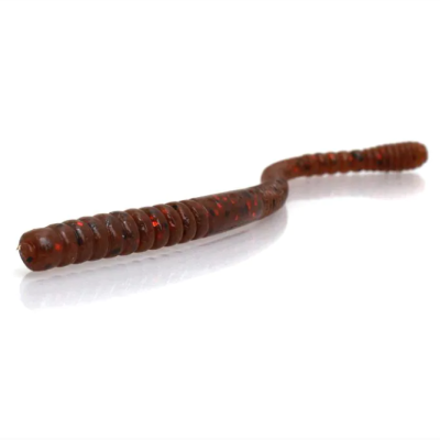 Worm de pesca artificial castanho com pontos vermelhos