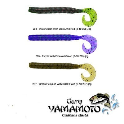 Iscos artificiais de pesca coloridos com logotipo Gary Yamamoto
