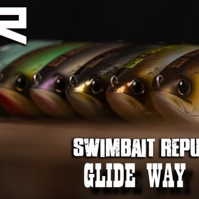 Isco de pesca swimbait de várias cores alinhados com texto promocional.