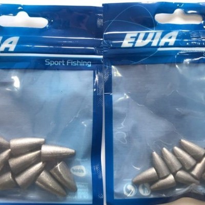 Dois pacotes EVIA Sport Fishing com pesos de pesca prateados