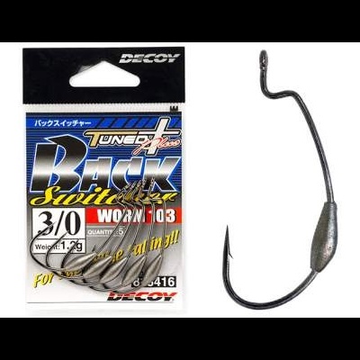 Conjunto de anzóis para pesca DECOY Tune Back Switched Worm 103, tamanho 3/0, peso 1,2g, embalagem e anzol individual