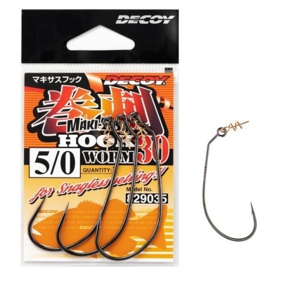 Pacote com três anzóis de pesca DECOY Maki's Hook 5/0