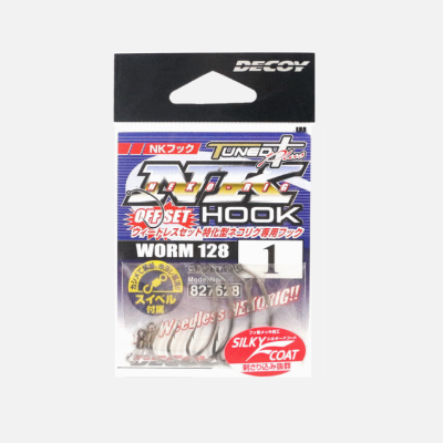Embalagem de anzóis para pesca Decoy Tune DX Offset Hook WORM 128 tamanho 1
