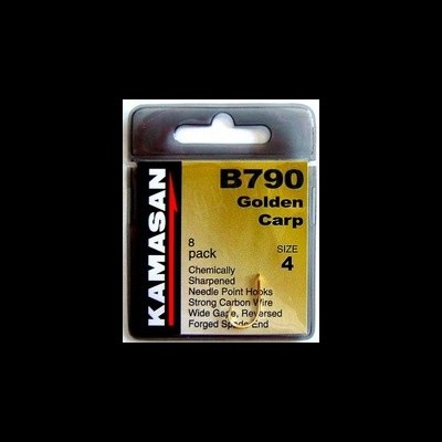 Embalagem preta e dourada de anzóis Kamasan B790 Golden Carp tamanho 4
