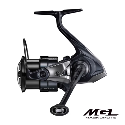 Carretel de pesca preto MGL Magnumlite com detalhes metálicos