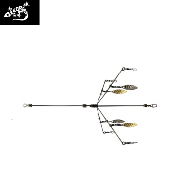 Ferragem de pesca com ramos e ganchos em fundo branco