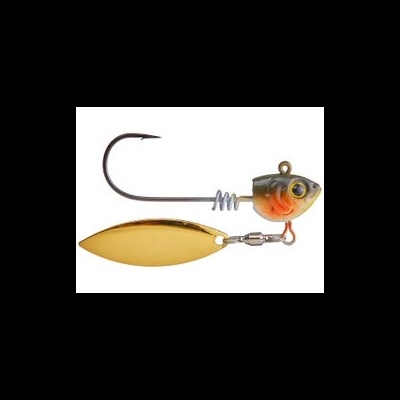 Isca artificial de pesca tipo spinnerbait com cabeça de peixe e lâmina dourada