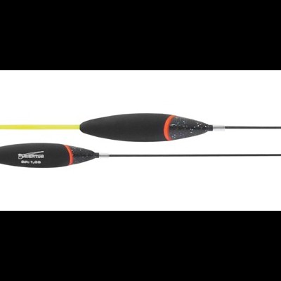 Dois flutuadores pretos e laranja para pesca com texto 'SENSITIVO'.