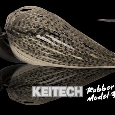 Rubber Jig para pesca Keitech Model 3, padrão pontilhado preto em bege cinza, gancho escuro