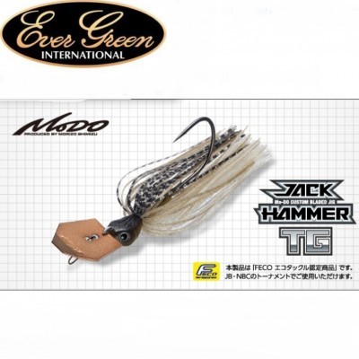 Isco de pesca Ever Green Sack Hammer TG com franjas bege e gancho preto