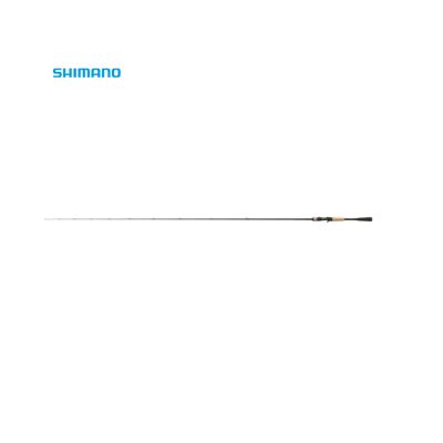 Vara de pesca SHIMANO preta e castanha sobre fundo branco