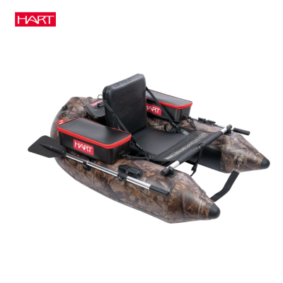 Bote insuflável de pesca camuflado com assento e caixas HART