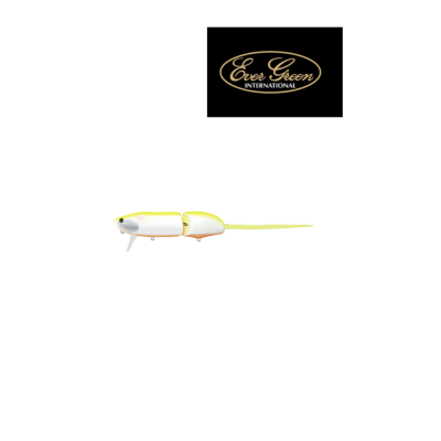 Isco artificial para pesca bicolor amarelo e branco com logo Ever Green.